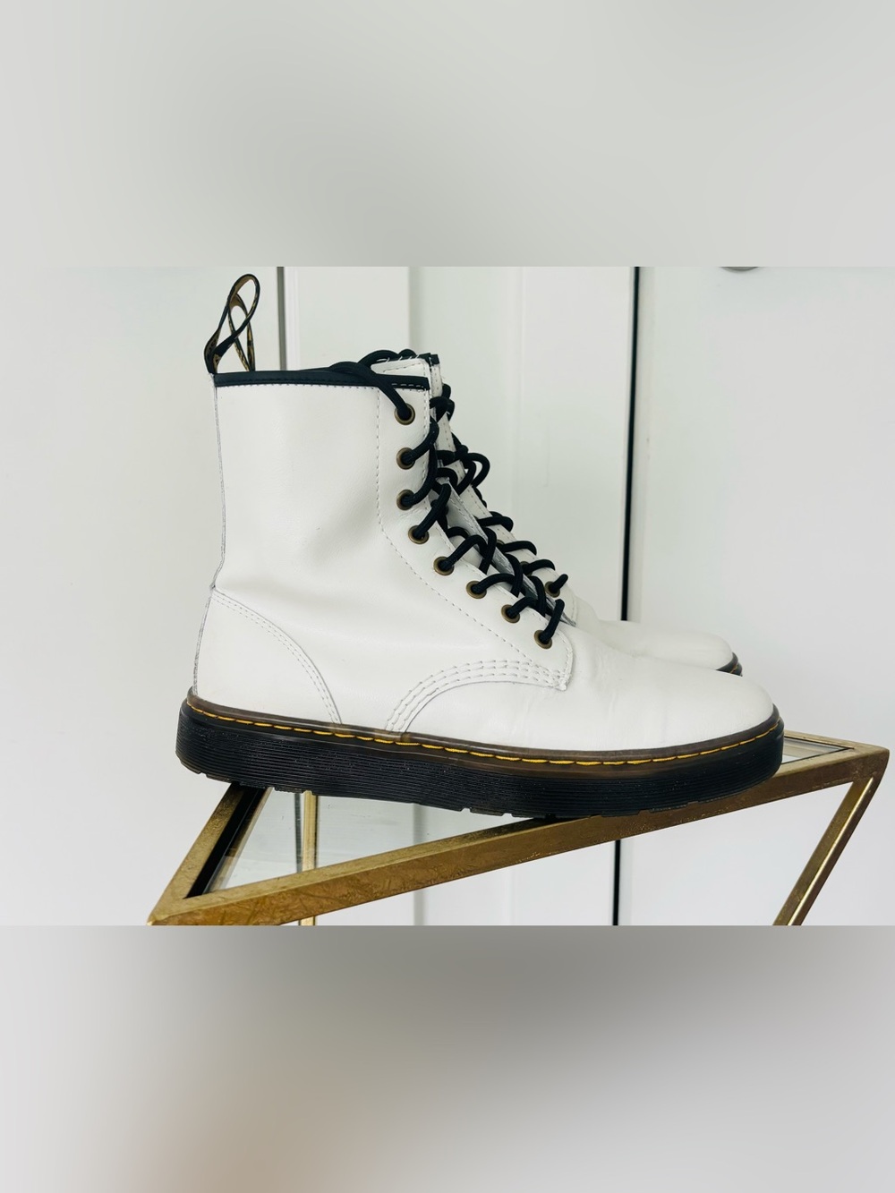 Dr. marten's Zavala White Leather Combat boot womens size 9 - Picture 3 of 8